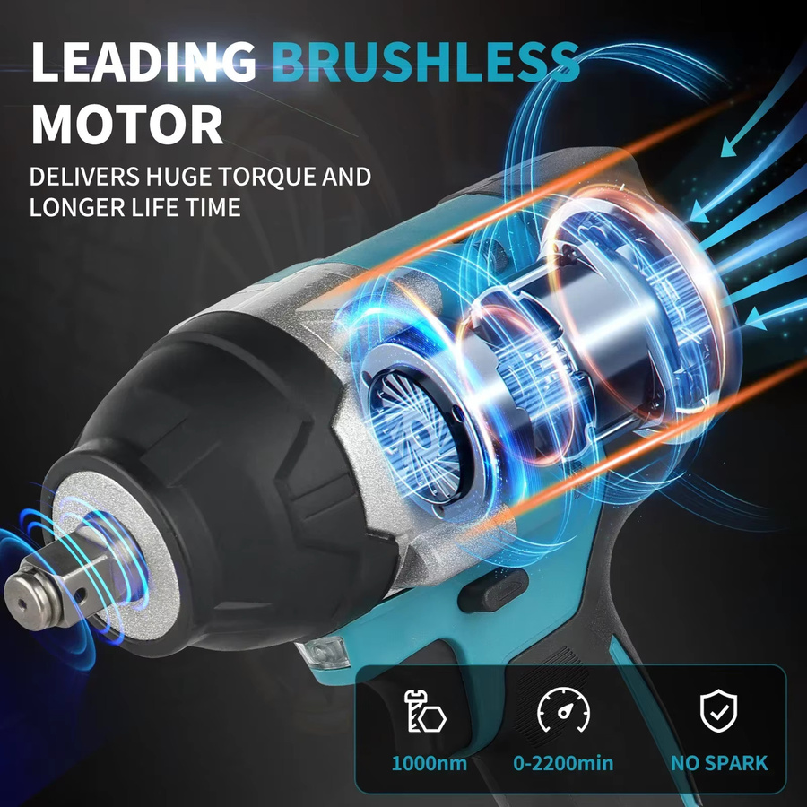Makita DTW700 Bürstenloser Akku-Schlagschrauber mit 1000 Nm Drehmoment und 1/2 Zoll Aufnahme für 18V LXT Akkus - Bild 4