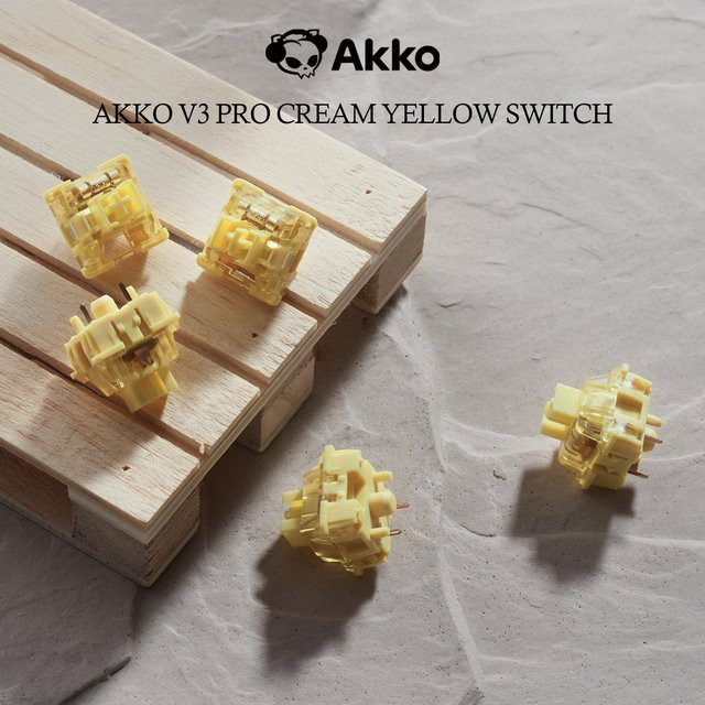 Akko V3 Pro Creme Gel Lineare Mechanische Tastenschalter 5-Pin mit Staubschutz 50gf Gelb 45 Stück für MX Tastaturen - Bild 1