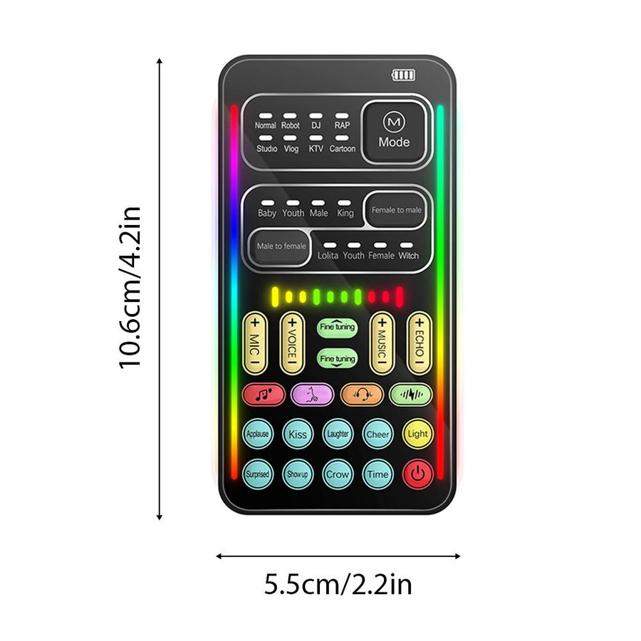 Honor Electronics Tragbares Voice Changer Gerät mit 8 Soundeffekten und buntem Licht in Schwarz - Bild 4
