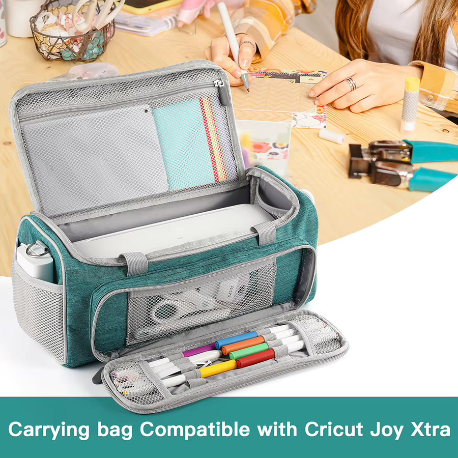 Cricut Tragetasche für Cricut Joy Xtra, wasserdichte Aufbewahrungstasche mit mehreren Fächern in Grün und Türkis - Bild 4