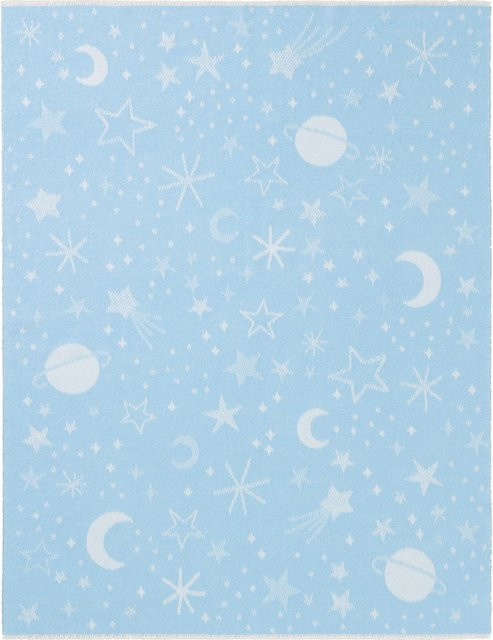 Biederlack Babydecke Universe Blau mit geometrischem Muster aus Wolle - Bild 1