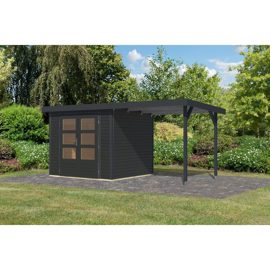 Karibu Gartenhaus Ernesto 3 C mit Anbaudach in Anthrazit, B/T/H: 209 x 238 x 213 cm - Bild 2