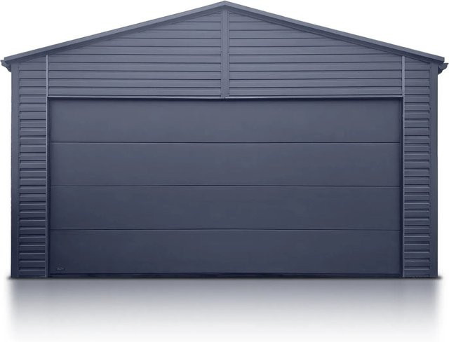 Liderstal Premium Halle aus Trapezprofilblech in Anthrazit/Graphit mit Antrieb, Fenstern und Dachrinne B: 600 cm, T: 800 cm - Bild 1