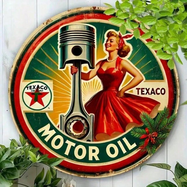 CIFBUY TEXACO Vintage Rundes Metallschild Retro Wetterfestes Aluminium-Wanddekor Multicolour Durchmesser: 20 cm - Bild 1
