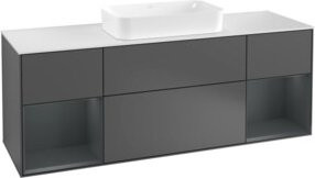 V&B Waschtischunterschrank Finion mit Wandbeleuchtung, Anthrazit lackiert, Breite: 160 cm, Tiefe: 50,1 cm, Höhe: 50,1 cm - Bild 1