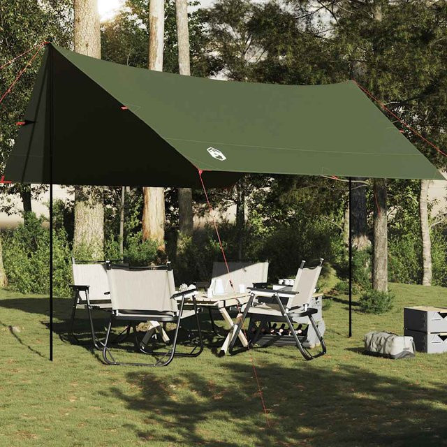 vidaXL Tarp Biwakplane Olivgrün Wasserdicht B/T/H: 462 x 306 x 211 cm - Bild 2