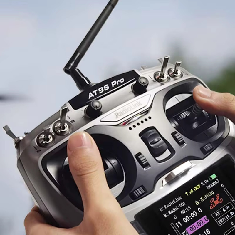 Radiolink AT9S Pro 2,4G 12CH DSSS FHSS Fernsteuerung mit R9DS Empfänger in Grau für RC Modell Flugzeug Drohne Auto mit SBUS PPM PWM Unterstützung - Bild 3