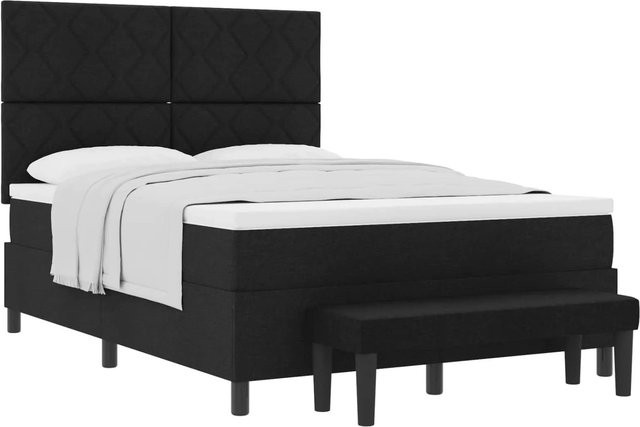 vidaXL Boxspringbett mit Matratze Schwarz Stoff B/T/H: 160 x 200 x 280 cm - Bild 1
