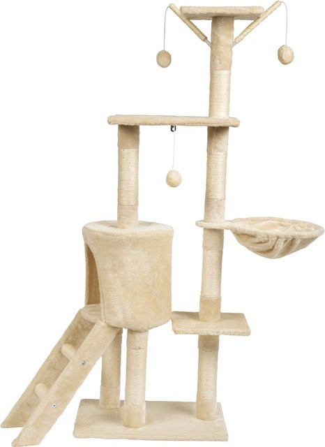 ZOOFARI Kratzbaum für Katzen in Braun mit Höhle und integriertem Spielzeug aus Holz und Sisal, H x B x T: 139 x 84 x 42 cm - Bild 1