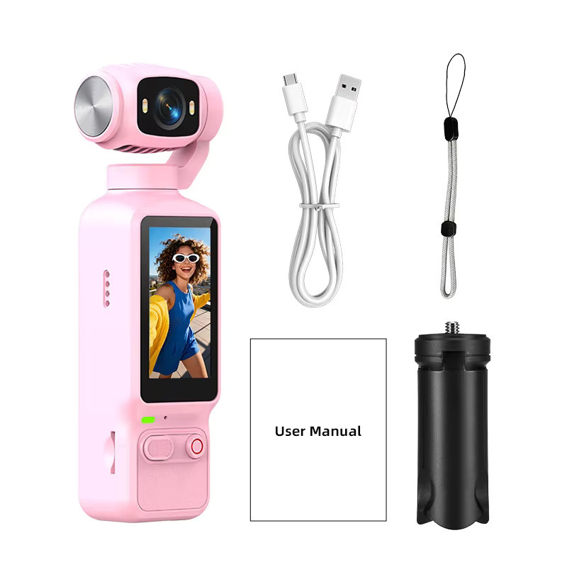 Ourlife 4K Actionkamera mit 1,97-Zoll-Bildschirm und 180 Grad drehbarem Display in Pink für YouTube-Vlogs und Videoaufnahmen - Bild 7