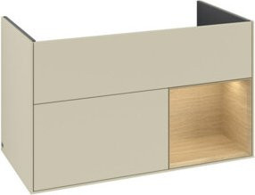 V&B Waschtischunterschrank Finion Reg rechte Ecke in Eichenfurnier und Silk Grey Matt Lacquer, B/T/H: 59,1 x 49,8 x 59,1 cm - Bild 1
