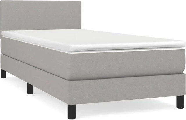 vidaXL Boxspringbett Hybrid mit Matratze und Taschenfederkern, Grau, B/T: 80 x 200 cm - Bild 1