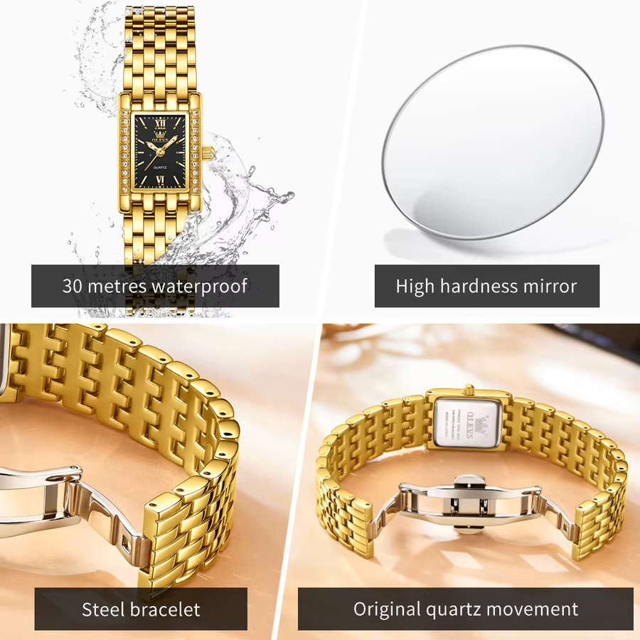 OLEVS Armbanduhr, Quarz, Edelstahl, eckig, Diamantbesetzt, Damen - Bild 3