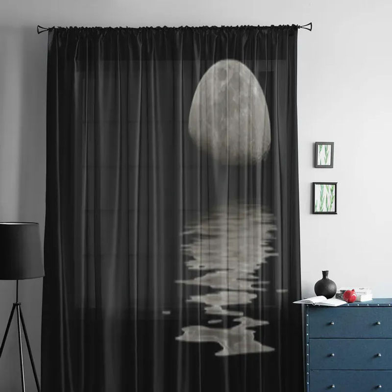 Super Six Chiffon-Vorhang in Grau, transparenter Tüllvorhang für Wohnzimmer, Schlafzimmer und Küche, Breite: 135 cm, Höhe: 114 cm - Bild 4