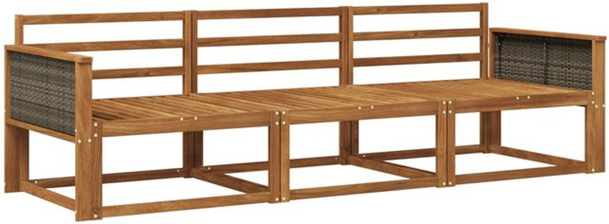 vidaXL Outdoor-Sofagarnitur aus Massivholz Akazie in Braun, 3-teiliges Loungemöbel Set im modernen Design - Bild 1