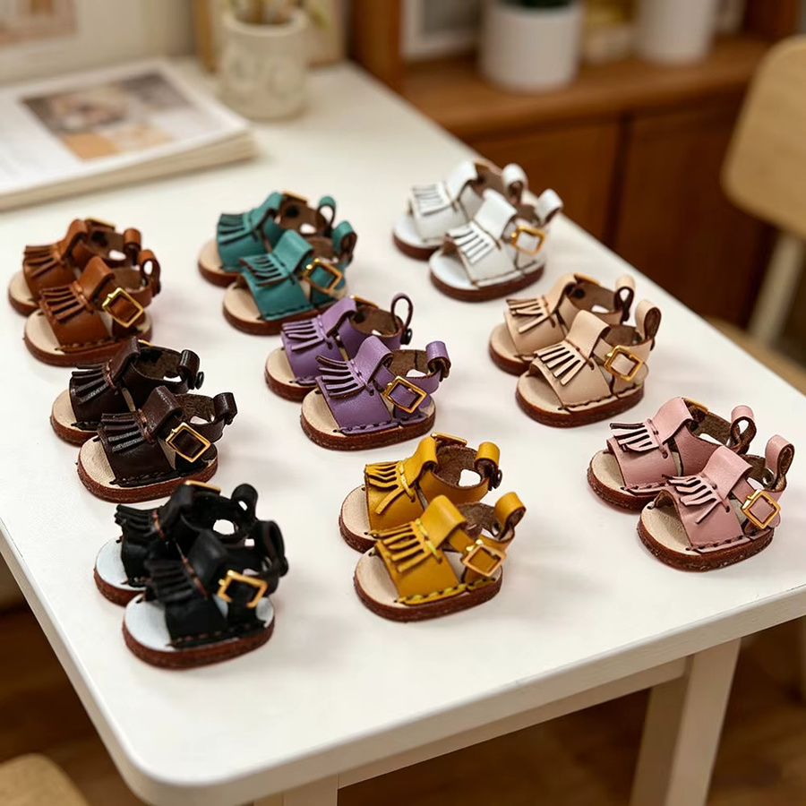 Tupursum Ob11 Puppe, Quasten-Sandalen, handgefertigte Schuhe aus Rindsleder, Spielzeugzubehör - Bild 2