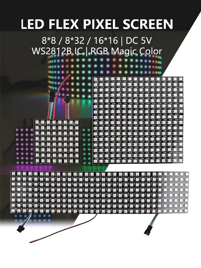 Lebeisenf Flexibles RGB WS2812B Digitales Lichtpanel Individuell Adressierbares LED Matrix-Anzeigemodul für DIY-Projekte DC5V - Bild 4
