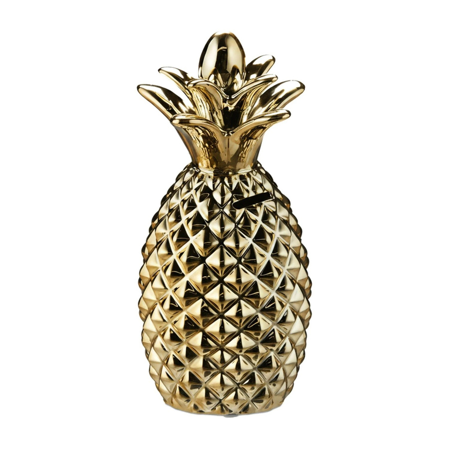 Relaxdays Spardose Ananas aus Keramik in Gold, Höhe: 24 cm, Breite: 10,5 cm, Tiefe: 10,5 cm - Bild 2