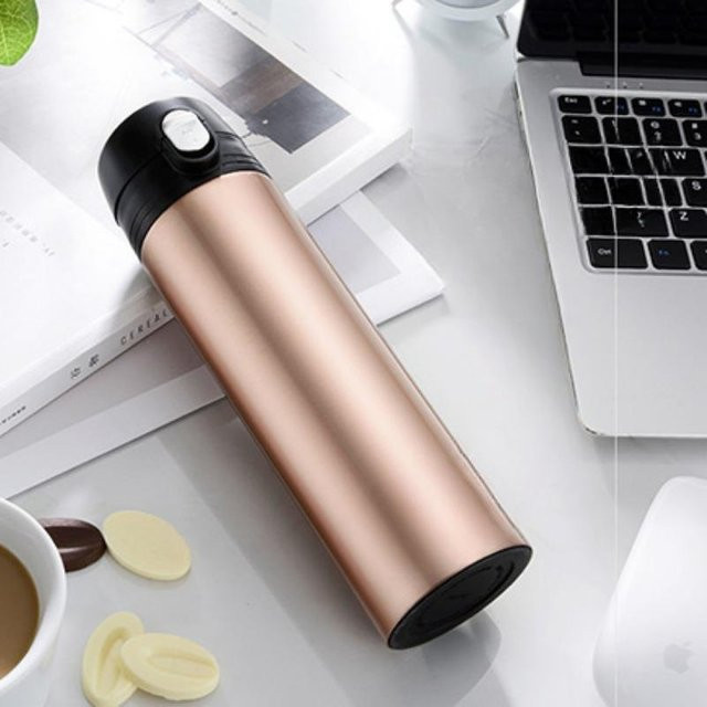 Binchi Outdoor Equipment Thermos Trinkbecher aus 316 Edelstahl in Gold mit Bounce-Abdeckung, 301-400ml - Bild 1