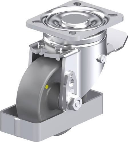 Blickle Stahlblech-Lenkrolle LH-PO 100G-1-ST-ELS-FS in Grau mit 100 mm Rad-Durchmesser und 280 kg Tragfähigkeit - Bild 1