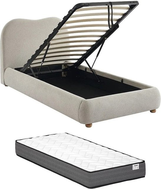 Vente-unique Bett Vanari mit Bettkasten in Beige, B/T/H: 111 x 90 x 220 cm - Bild 1
