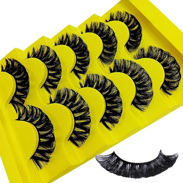 JIEFUXIN DD Curl 3D Faux Mink Wimpern, 5 Paar, natürlich - Bild 1