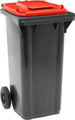 Fahrbare Mülltonne SSI Schäfer GMT eXtra, 120 l, EN 840, schwarz-rot - Bild 1