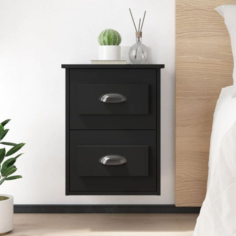 Vidaxl Wand-Nachttisch Modern Schwarz B/T/H: 41,5 x 36 x 53 cm - Bild 1