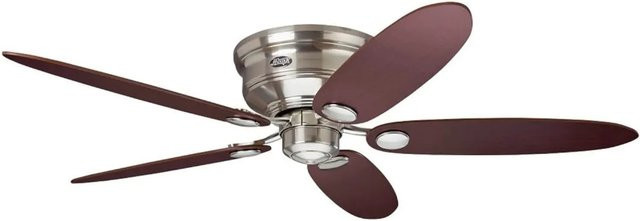 HUNTER FANS Deckenventilator Hunter Low Profile III in Silber Matt Chrom mit Zugschalter - Bild 1