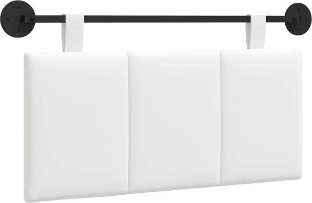 vidaXL Wandmontiertes gepolstertes Paneel in Weiß mit Stoffbezug, B/H/T: 100 x 55 x 5 cm - Bild 1