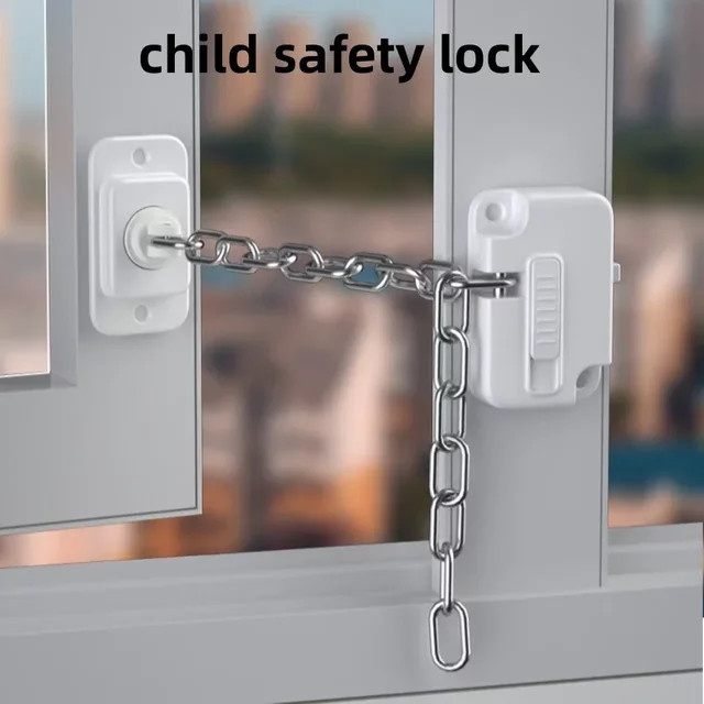 vvocci Kindersicherung Baby-Fensterschloss aus Edelstahl in Weiß für Schrank- und Kühlschranktüren - Bild 1