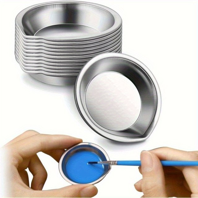 6-teiliges Edelstahl-Farbpaletten-Set aus Metall in Silber für Künstler und Schule - Bild 1