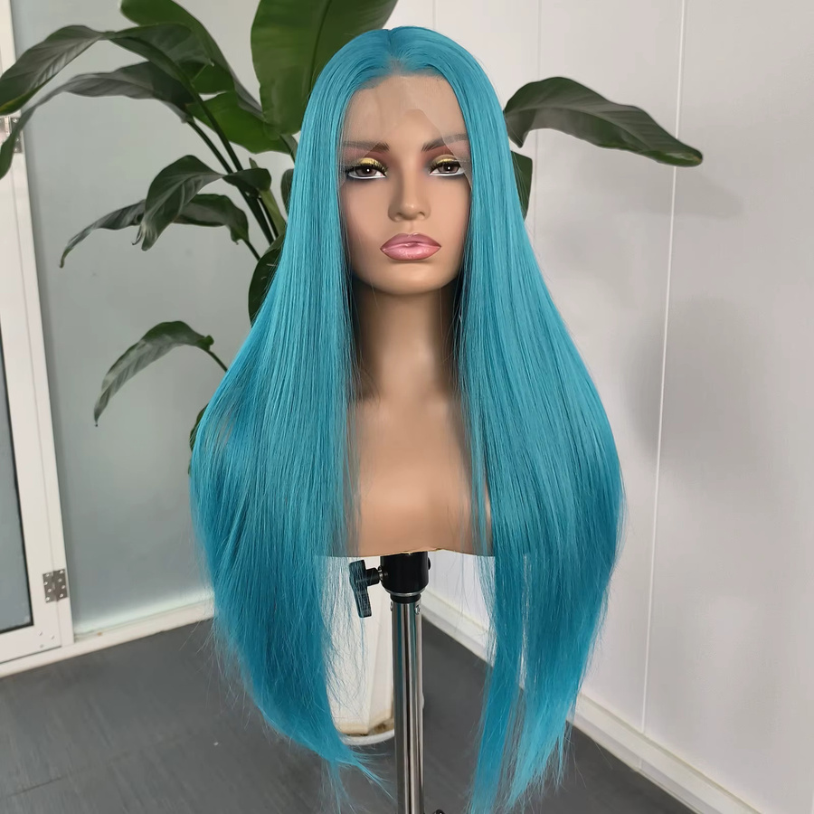 UStyleHair Lace-Front-Perücke, lang, gerade, türkisblau, Damen - Bild 2
