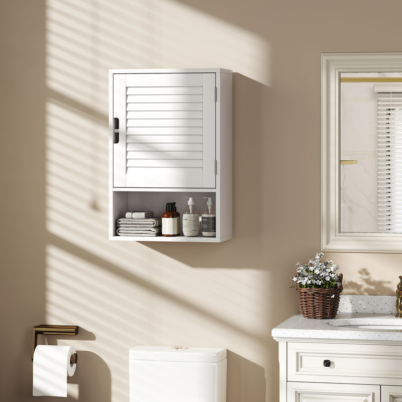HOMCOM Badezimmerschrank Hängeschrank mit Soft-Close-Tür und verstellbaren Ablagen, Weiß, B/T/H: 40 x 20 x 60 cm - Bild 2