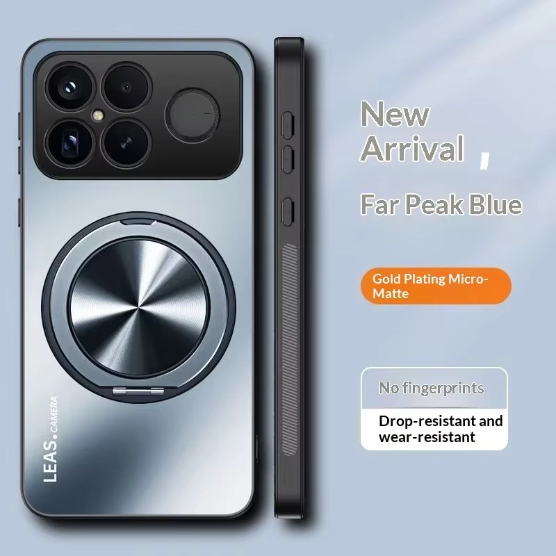 Xiaomi POCO F8 Ultra und F8 Pro Handyhülle Fashion Matte mit 360 Grad rotierendem magnetischem Ständer und Kameraschutz in Grau - Bild 2