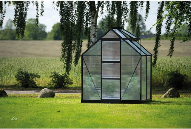 Halls Gewächshaus Icon 6 Schwarz mit Polycarbonat für die Pflanzenzucht im Garten, 2,5 m² - Bild 1