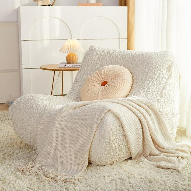 Housmife Nordic Tatami Single Sofa Cover aus Seersucker, All-Inclusive Universal Sesselbezug für Liegesessel, Weiß, Breite: 90-110 cm - Bild 1