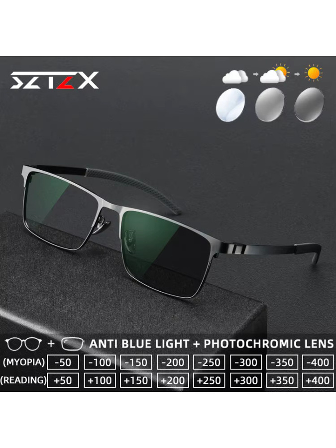 SZTZX Lesebrille, randlos, Titan, rechteckig, schwarz - Bild 4
