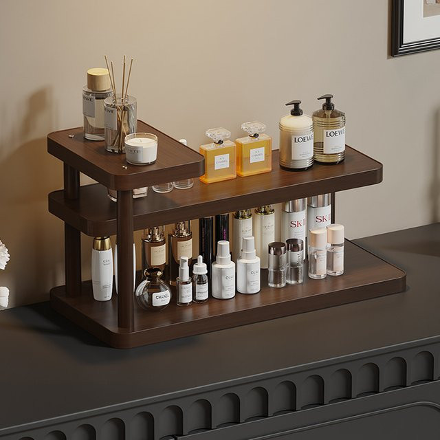 Untior Kosmetik-Regal aus Holz in Braun mit mehrstufigem Design für Lippenstifte und Parfüm - Bild 1