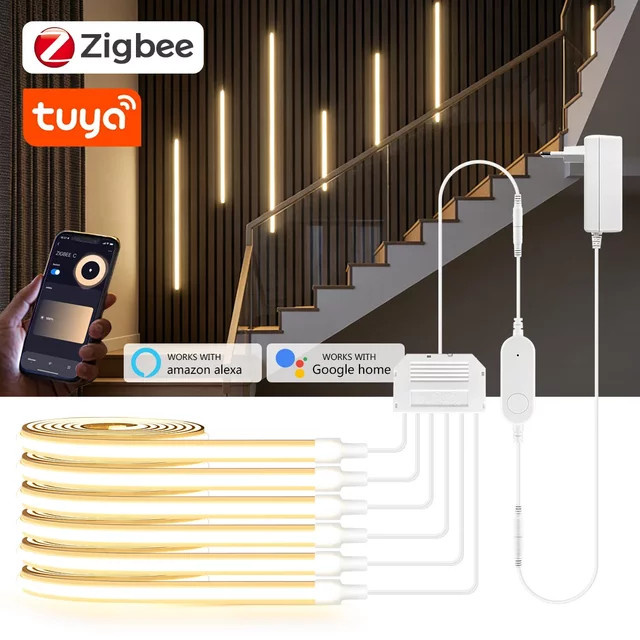 AIMENGTE Zigbee Neon COB LED-Kit, flexibler weißer Silikonstreifen, wasserdicht, kompatibel mit Amazon Alexa und Google Assistant - Bild 1