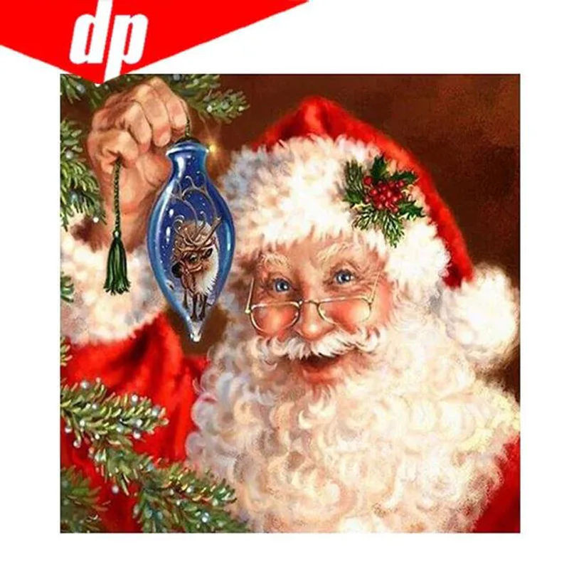 FIYO 5D DIY Diamantmalerei Weihnachten Kreuzstich Bild mit runden Diamanten, mehrfarbig, B/H: 30 x 30 cm - Bild 1