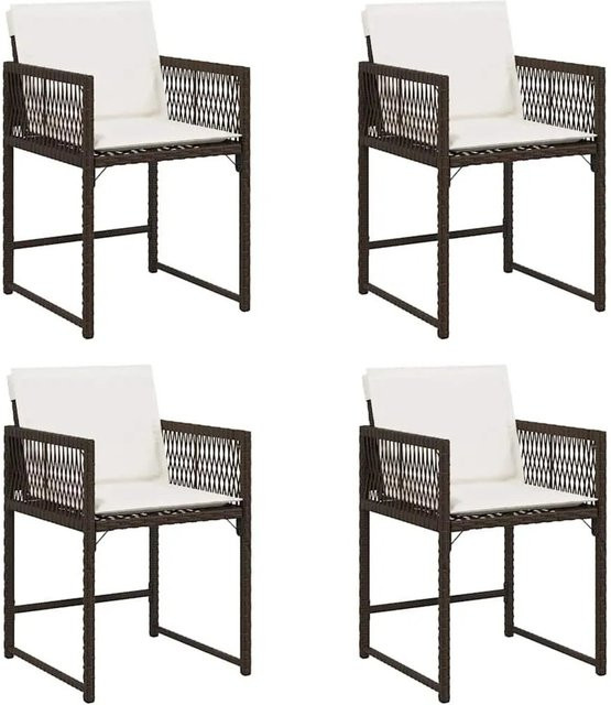 Furnicato Gartenstuhl aus PE-Rattan in Braun mit cremeweißen Kissen, B/T/H: 50,5 x 54 x 79 cm - Bild 1