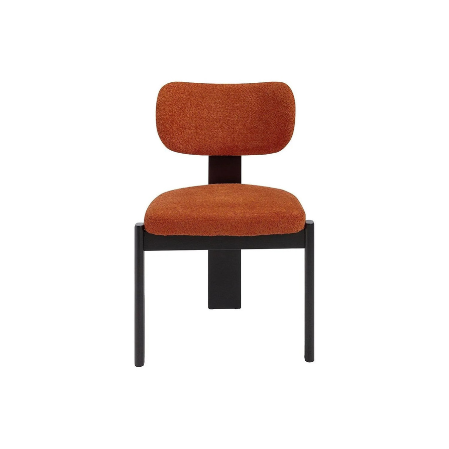 Vente-unique Stuhl Wilana in Terracotta aus Bouclé-Stoff und Kautschukholz, Breite: 56 cm, Tiefe: 60 cm, Höhe: 85 cm - Bild 2