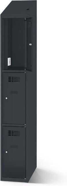 rotstahl Fächerschrank mit Ladefunktion und 3 Fächern in Anthrazit, B: 30 cm, H: 200 cm - Bild 1