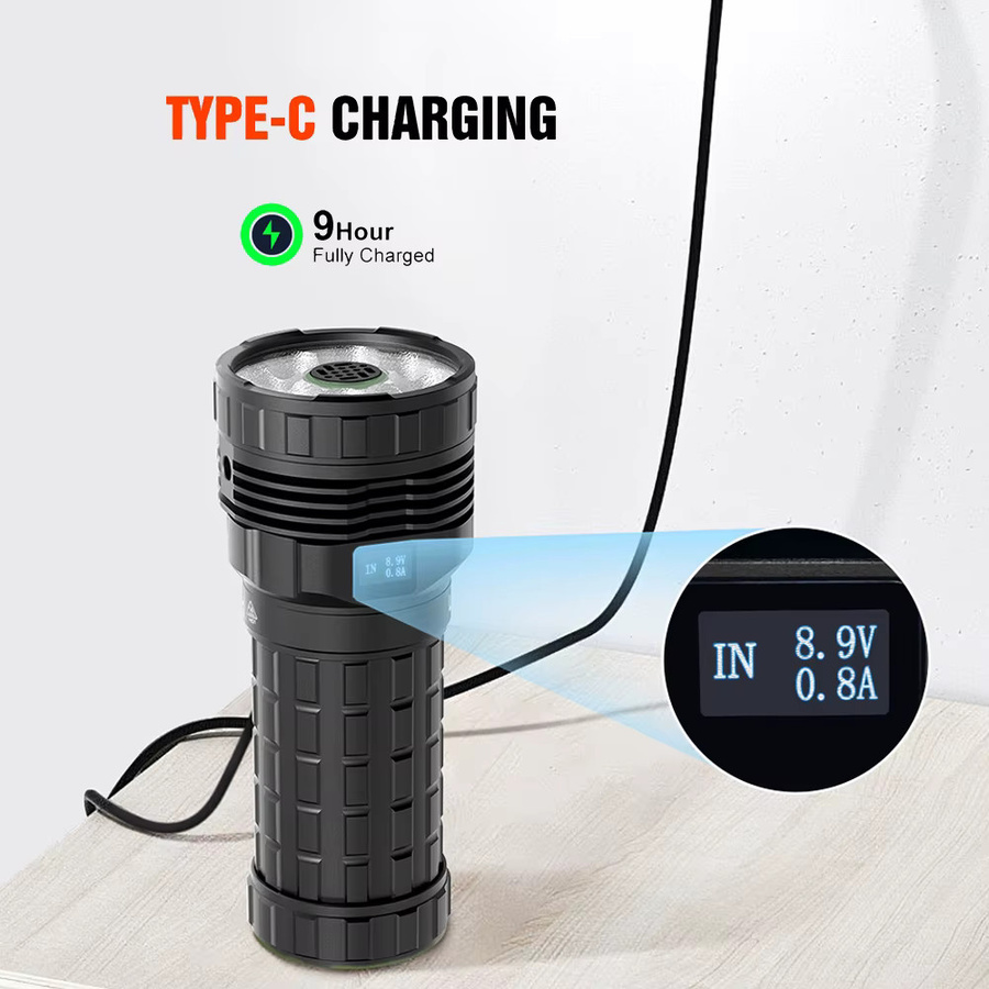 LUMINTOP MACH 6.0 EDC LED-Taschenlampe mit USB Typ C, wiederaufladbar, 30000 Lumen, mit Lüfter und LED-Anzeige - Bild 2