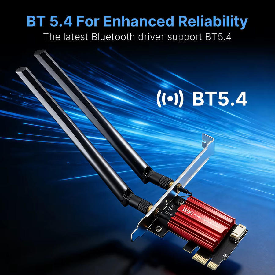 Fenvi WiFi 6E AX210 PCIe WLAN-Adapter mit Bluetooth 5.4, Tri-Band Dual-Band Netzwerkkarte für 2,4 GHz, 5 GHz und 6 GHz, kompatibel mit Windows 10 und 11 - Bild 2