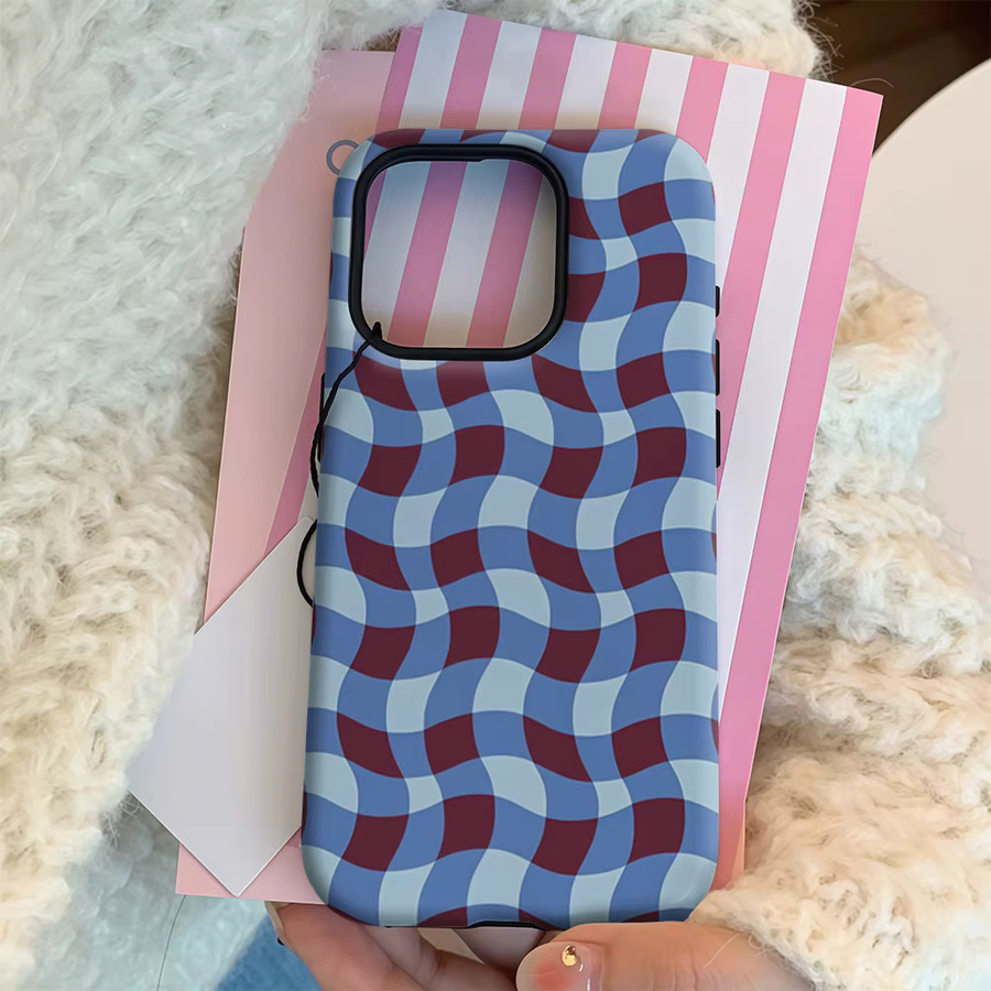 Illusion Wave Checker Handyhülle für iPhone 17 16 15 14 13 12 11 Pro Max Plus mit doppelschichtiger Rückseite in Multicolour - Bild 4