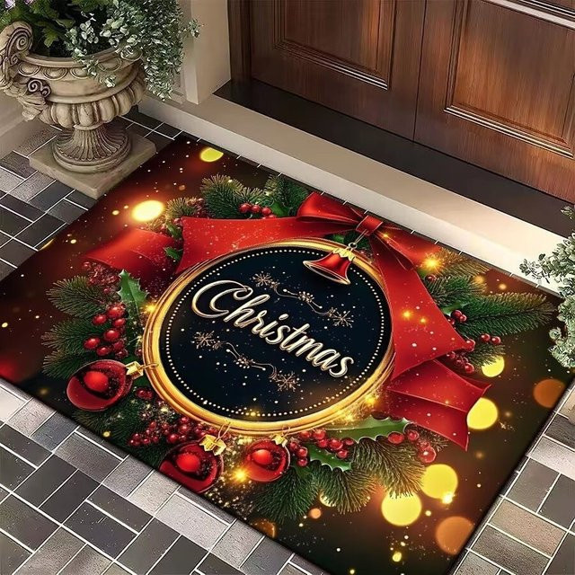 VIKAMA Weihnachtsteppich mit Weihnachtsmann-Motiv, bunte Bodenmatte für Innen, B/T: 60 x 40 cm - Bild 1