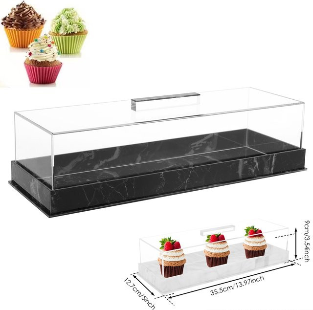 Willstar Kuchenständer Rechteckiges Tablett aus Acryl für Dessert und Cupcakes in Weiß oder Schwarz - Bild 1