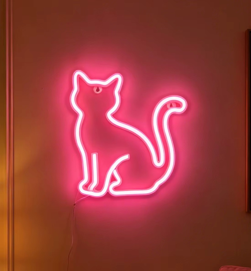 Niedliches Katzen-Nachtlicht als Wanddekoration für Schlafzimmer und Kinderzimmer, weißes Ambientelicht mit USB- oder Batteriebetrieb - Bild 2